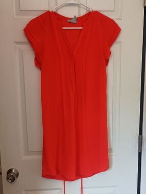 H&M Coral Orange V-Neck Cap Sleeve Dress